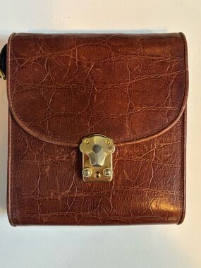 Disser Vintage Brown Crocodile Crossbody Bag Gold Hardware